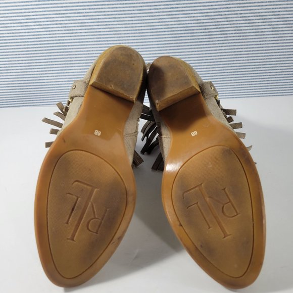 Ralph Lauren Mara Brown Suede Fringe Seamed Ankle Bootie Women's Size 6B - Picture 7 of 12